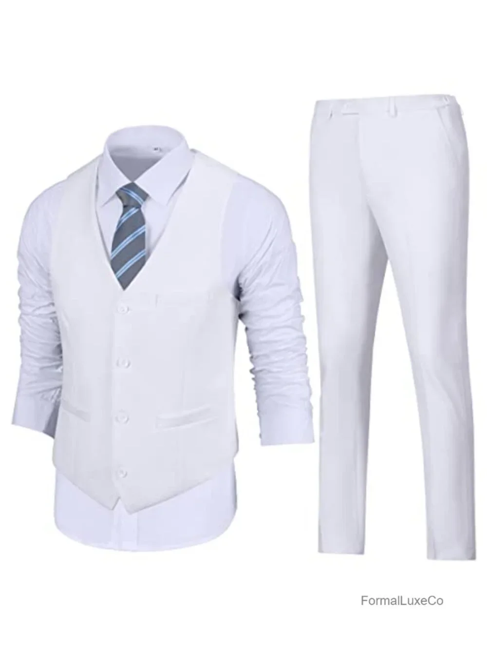 Men's 2-Piece Slim Fit Suit Vest & Pants, Wedding Tuxedo, Adjustable Back,